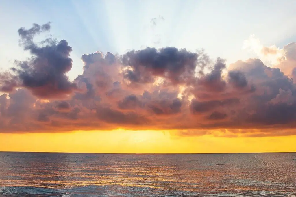 Sunset and clouds over the ocean